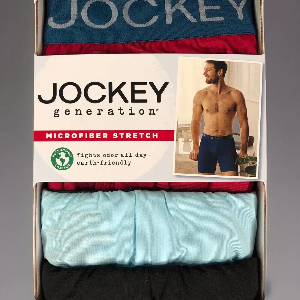 Jockey‎ Boxer Briefs Mens Small 3-Pack Long Leg Active Microfiber Stretch 28-30